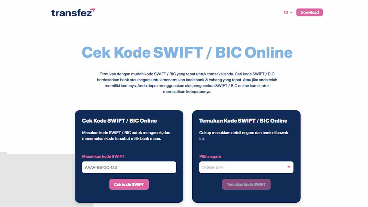 Swift code cek transfez